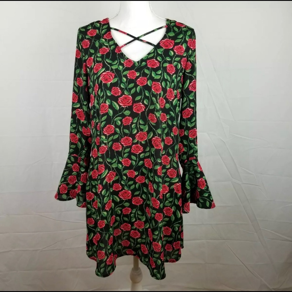 Disney Snow White Black Rose Bell Sleeves XS Dress